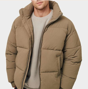 Puffer <b>Jacket</b> 100% Nylon Stand Collar Patchwork Design Hooded <b>Waterproof</b> <b>Winter</b> Unisex - Product Image 4