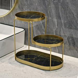 Best Selling 3 Tier Black Color Metal Cake Stand Set With Glass Plates Dessert And <b>Cup</b> Cakes Display <b>For</b> Home And Hotel Decor - Product Image 6