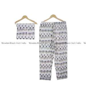 ชุดนอนผ้าฝ้ายพิมพ์ลายดอกไม้ฤดูร้อนสั่งทำพิเศษสำหรับผู้หญิง เสื้อแห้งเร็วระบายอากาศได้ดีและชุดกางเกงขายาวพร้อมกระเป๋าของขวัญแบบมีขอบเย็บ - Product Image 3