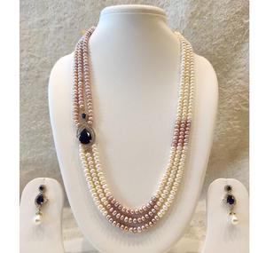 Parure de perles longues en zircon CZ finition argent de qualité supérieure avec boucles d'oreilles, collection pour mariage - Product Image 1