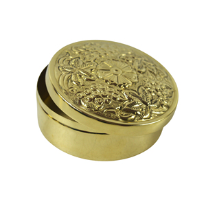 Church Pyx for Hosts Royal Designer Metal Shiny Brass Kumkum <b>Box</b> Dry Fruits Container Candy <b>Storage</b> <b>Bins</b> <b>Storage</b> Containers - Product Image 5