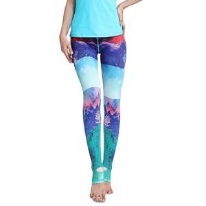 Pantalones de Yoga con Estampado a Color, Leggings Deportivos de Cintura Alta con Control de Abdomen, Fitness, Elásticos en Cuatro Direcciones, Spandex/Nylon, Secado Rápido, Transpirables - Product Image 2