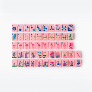 Pink Acrylic <b>Mahjong</b> Tiles Single Layer Note Pattern Game <b>Set</b> Customizable Four Player Home Use - Product Image 1