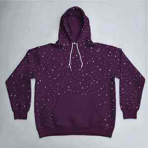 Sudadera con capucha extragrande de algodón 100% de 460 g/m² con cremallera completa, diseño gráfico de estrellas con pedrería y puntos, lavado ácido y efecto desgastado, estilo French Terry. - Product Image 4