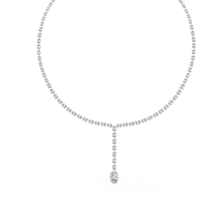 Collier Lariat de Luxe en Or Rose 18 carats avec Diamants de Laboratoire Taille Ovale, Plaqué Rhodium, Pierre Latérale Taille Poire 15,4 carats - Product Image 2