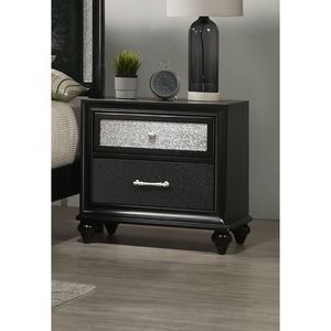 Table de chevet moderne en bois noir et argenté, 1 pièce, avec rangement, pour chambre à coucher - Product Image 1