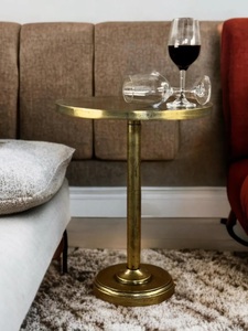 Table de bar ronde de style vintage, plateau lisse, base sur pied solide, design peu encombrant, construction durable, idéale pour les espaces de vie élégants - Product Image 6