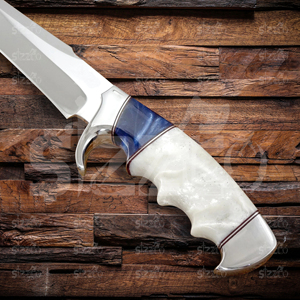 Couteau Bowie Avalanche en acier D2 fait main OEM, manche en résine, couteau à lame fixe tactique de survie pour la chasse en plein air avec étui en cuir - Product Image 4