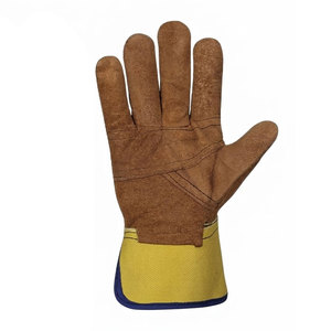 Gants de sécurité en cuir de vachette pleine fleur résistants aux chocs avec dos en tissu de coton, manchette caoutchoutée industrielle et doublure en polaire - Product Image 2