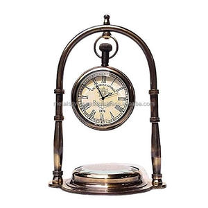 Home Decor Art Deco Brass Desk <b>Clock</b> with Page Turning Function Radio & Calendars Victoria London Design - Product Image 2