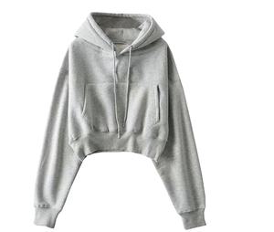 Sweats à capuche de sport super doux pour femmes, hauts d'entraînement courts, motif brodé 3D, respirant, à capuche, coupe ample, hauts courts pour l'hiver - Product Image 1