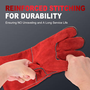 Gants de travail de soudage en cuir de vachette de qualité supérieure, résistants à la chaleur, pour la protection des mains des soudeurs - Product Image 3