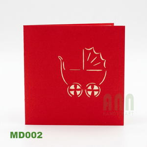 Carte de vœux 3D pop-up poussette nouveau-né, finition mate traditionnelle, souvenir fait main, pour Baby Shower, Saint-Valentin, Fête des Mères - Product Image 6