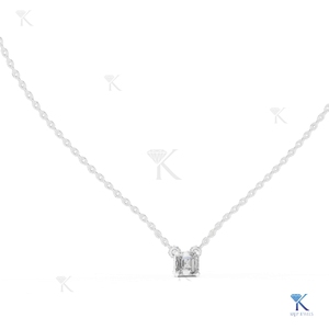 สร้อยคอจี้เพชรทรงเหลี่ยมแบบ Asscher Cut เพชรเพาะเลี้ยงในห้องปฏิบัติการ ทองคำแท้ 14K/18K ดีไซน์เรียบหรู ประดับเพชรเม็ดเดี่ยว เครื่องประดับสำหรับผู้หญิง - Product Image 1