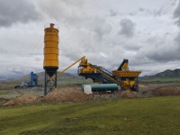 Centrale à béton mobile compacte YHZS75, 75m3/h, système de contrôle PLC, installation et transport faciles