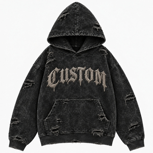 Sudadera con Capucha Bordada Personalizada para Hombre, Estilo Urbano Oversize, Algodón French Terry, Diseño con Bolsillos, Prenda de Otoño - Product Image 1