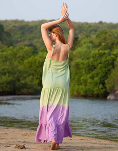 Women <b>Boho</b> Pastel Green Purple Cotton Maxi <b>Dress</b> Sleeveless <b>Summer</b> Beach Vacation Long <b>Dress</b> - Product Image 3