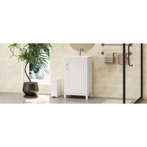 Modern 20 Inch <b>Small</b> Bathroom Vanity <b>Cabinet</b> with 1 Soft Close Door 20*15.5*33.3 Inches Ample <b>Storage</b> Ceramic Basin - Product Image 6