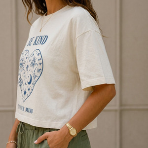 T-shirt en coton pour femme, coupe ample, absorbant l'humidité, style décontracté estival, streetwear - Product Image 4