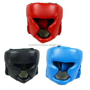 Protège-tête de boxe en cuir PU bleu avec ventilation en maille noire pour la protection de la tête des adultes unisexes lors de l'entraînement au kickboxing et au MMA - Product Image 2