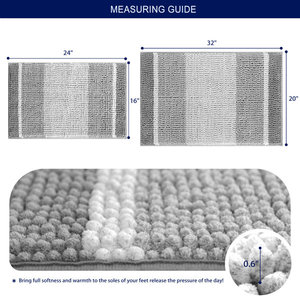 Ensemble de tapis de salle de bain modernes rayés en microfibre, fabriqués à la machine, écologiques, absorbants et antidérapants, pour cuisine et toilettes - Product Image 3