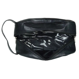 Minimalist Polyester Travel Shave Kit Bag with Zipper Closure Letter Pattern Large Capacity Black Rectangular Design - Product Image 1