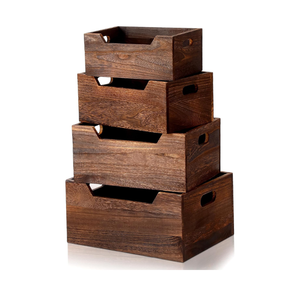 Cesta de madera de alta calidad para encimera, organizador de madera con frente abierto y asa, de Vietnam - Product Image 2