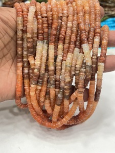 Perles de pierres précieuses de haute qualité pour la fabrication de bijoux, 17 pouces, pierre de lune naturelle multicolore, forme Heishi lisse, taille 6-7 mm - Product Image 2