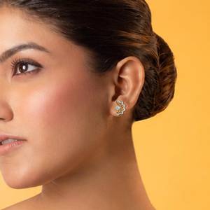 Gold Color Diamond Stud <b>Earrings</b> Geometric Floral <b>Piercing</b> Jewelry for Women Party Gift - Product Image 2