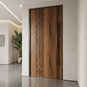 Puerta de Madera Sólida de la Serie Moderna Aruna Padma, Panel Decorativo Tallado Elegante, Mueble de Entrada de Madera para Decoración del Hogar, Diseño Artístico - Product Image 4