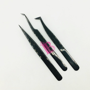Hand Testing Eyelash Tweezers Customize Black Plasma Color Stainless Steel Sustainable Tweezers Hot Sale Eyelash Tools - Product Image 1