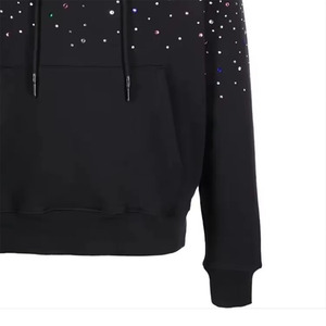 New Design Winter Men's Rhinestone Hoodie OEM Service Polyester/Cotton Fleece Breathable - Product Image 2