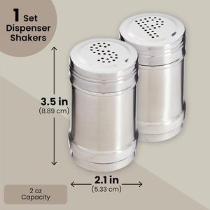 <b>High</b> Quality 2 Oz Stainless Steel Salt and Pepper Shaker Set Refillable Metal Spice Jars with S & P Caps for <b>Kitchen</b> & <b>Table</b> Use - Product Image 4