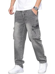 Vaqueros Cargo Multibolsillos para Hombre, Estilo Punk, Lavado a la Piedra, Corte Holgado Recto, Pierna Ancha, Rotos, de Moda Casual - Product Image 5