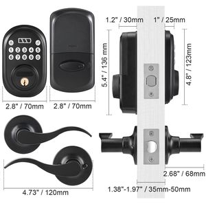 Poignée de porte électronique sans clé de sécurité avec clavier, verrouillage automatique, déverrouillage par mot de passe, levier combiné, commodité sans clé - Product Image 5