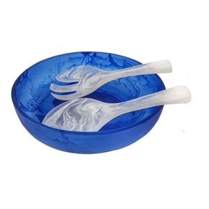 Ustensiles de service écologiques en résine pour salade, cuillère et fourchette à manche ondulé, faits à la main, durables, personnalisables, compatibles lave-vaisselle/micro-ondes/four - Product Image 2