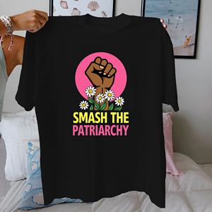 เสื้อยืดสตรีใส่สบายพอดีตัว100% ผ้าฝ้ายแท้สไตล์ลำลองพร้อมลายพิมพ์ดีไซน์ 'กำปั้นชนคนรักชาติ' - Product Image 4