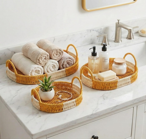 Plateau en rotin avec poignées, design minimaliste, vaisselle de qualité supérieure à prix bas - Product Image 5