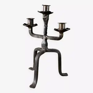 Candelabro antiguo, soporte para velas de mesa, decoración vintage, soporte ornamental para velas, pieza decorativa de metal - Product Image 1