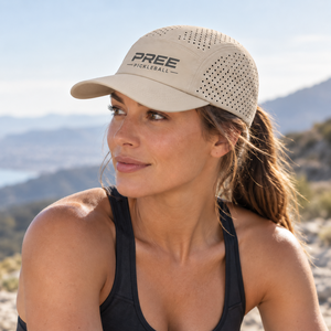Individuell bedruckte, laserperforierte 5-Panel-Sportkappe, leichte, atmungsaktive Performance-Campingmütze mit gebogenem Schirm, Pickleball, OEM, ODM - Product Image 1