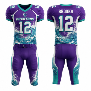 Uniforme de football américain vintage personnalisé, vente en gros, imprimé géométrique, ourlet élastique, ceinture à cordon, coupe ample athlétique - Product Image 1