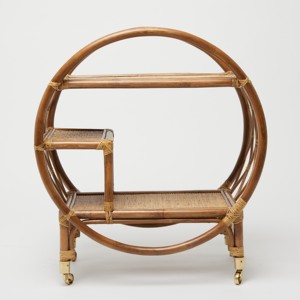 Bar accessories natural rattan mobile food & drink cart hand-bent cocktail wine serving carts - Product Image 1