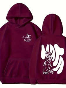 Sudadera con Capucha para Hombre con Estampado de Dibujos Animados, Estilo Urbano, Sudadera con Estampado Moderno, Estilo Urbano, con Bolsillo Delantero y Gráfico Trasero - Product Image 1