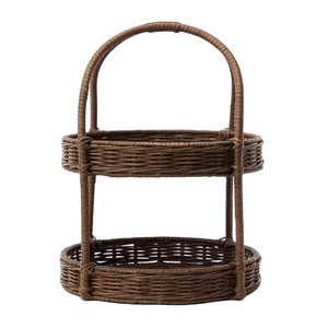 New Arrival Two Tier Natural Rattan Serving <b>Tray</b> Stand Eco Friendly Display <b>Tray</b> Wholesale Bulk Supplier Home <b>Decor</b> Organizer - Product Image 4