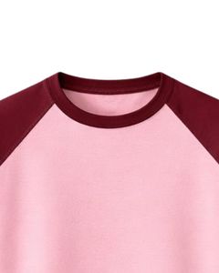 T-shirt à manches raglan rose bordeaux pour homme, décontracté, été, col rond, respirant, mélange de coton, doux, confortable, léger, à porter au quotidien - Product Image 5