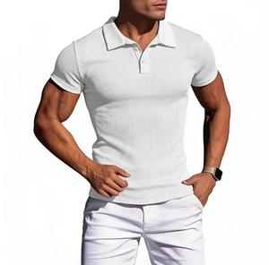 Chemise à manches courtes pour homme, style preppy, anti-rides, couleur unie, en coton tricoté, respirante, coupe classique - Product Image 6