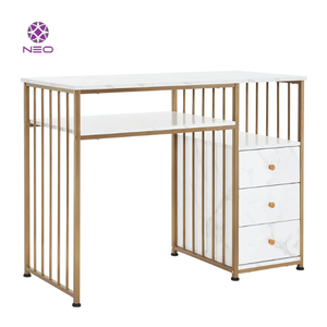 Tables de manucure professionnelles modernes MFD Mobilier de salon de manucure et ensemble de chaises Bureau à ongles Dessus en marbre - Product Image 3