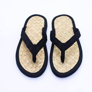 Chanclas de hierba de sarga tejidas a mano – Estilo vintage, suela de goma antideslizante, de paja natural sin forro, punta redonda, punta cerrada - Product Image 3