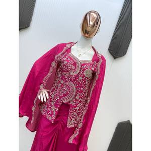 Vestidos de fiesta elegantes de diseñador Indo Western de tres piezas - Product Image 2