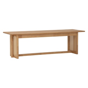 1.5m Bench Natural Malaysian <b>Oak</b> Solid Top Synthetic Rattan Side <b>Frame</b> Model Bench Minimalist Modern Design Furniture - Product Image 1